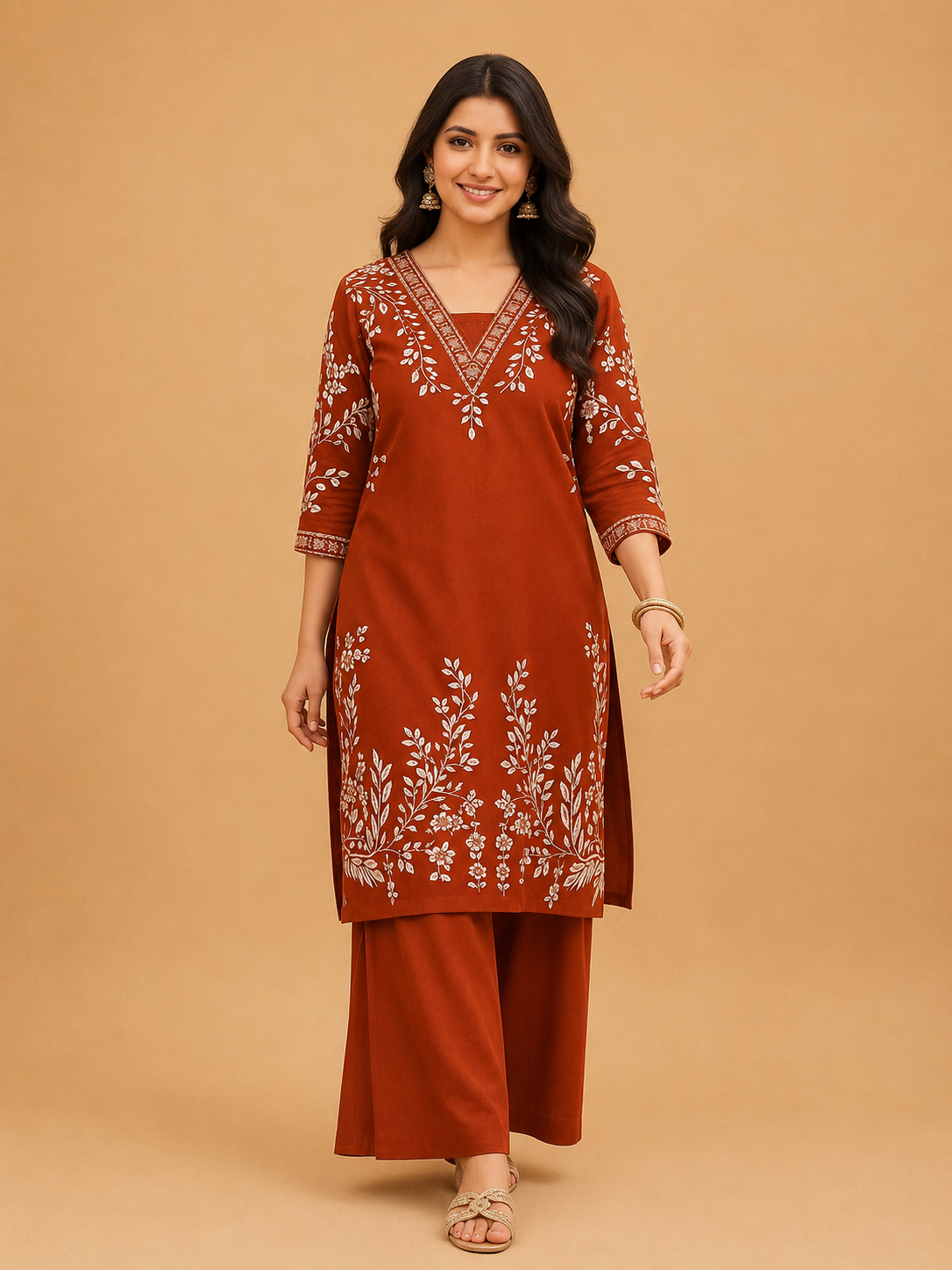 Rayon Handwork Printed Kurta Set